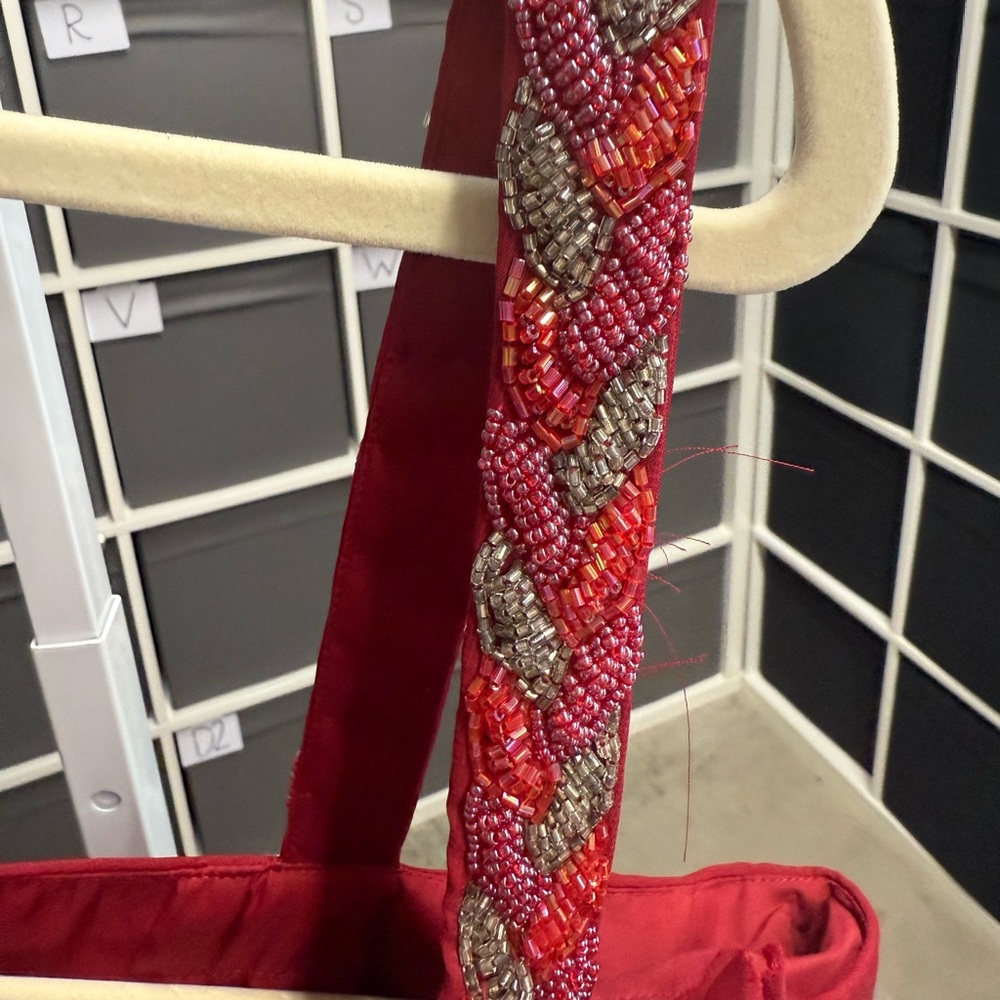 Pretty Maids One Shoulder Beaded Strap Cocktail Scarlet Mini Dress Vintage - Picture 5 of 9